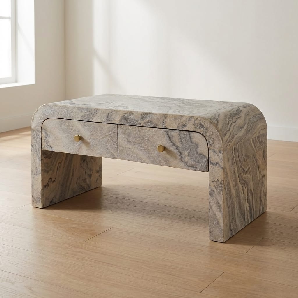 Nouveau Coffee Table - Solid Mango Wood Center Table for Living Room - main view showing handcrafted solid mango wood...