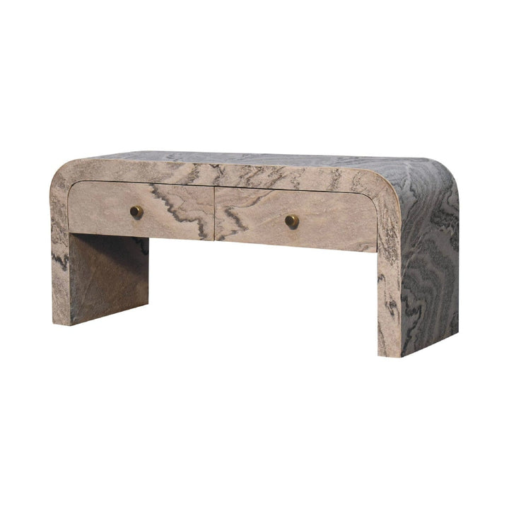 Nouveau TV Stand - Solid Mango Wood Entertainment Center for Living Room - product view 3 showing handcrafted solid mango...
