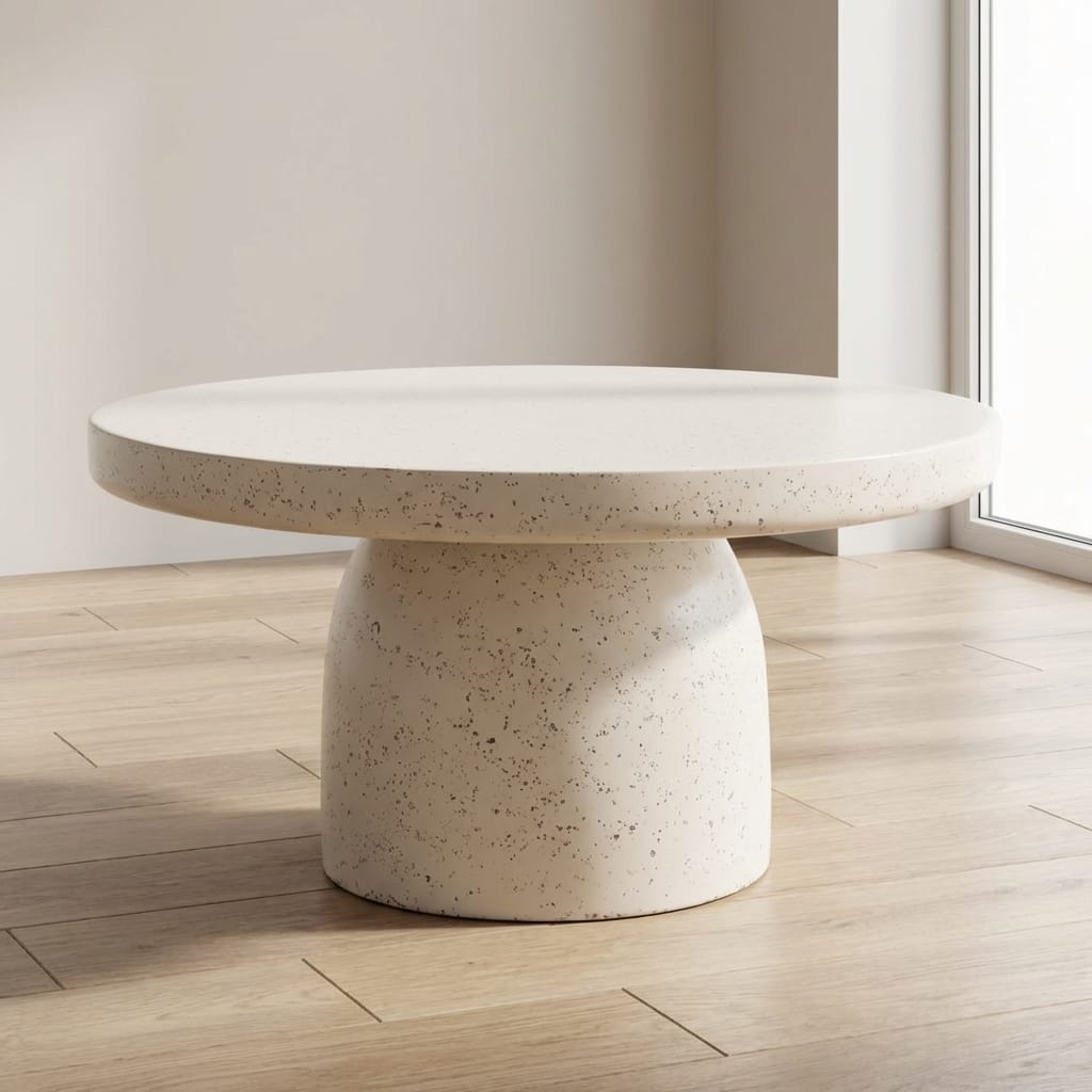 Serenity Coffee Table - Solid Mango Wood Center Table for Living Room - main view showing handcrafted solid mango wood...