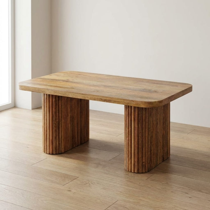 Farmhouse Soba Bench - Solid Mango Wood Seating Furniture for Entryway - main view showing handcrafted solid mango wood bench