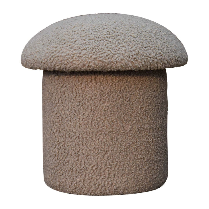 Mud Boucle Mushroom Footstool - Solid Mango Wood Accent Stool for Living Room - product view 2 showing handcrafted solid...