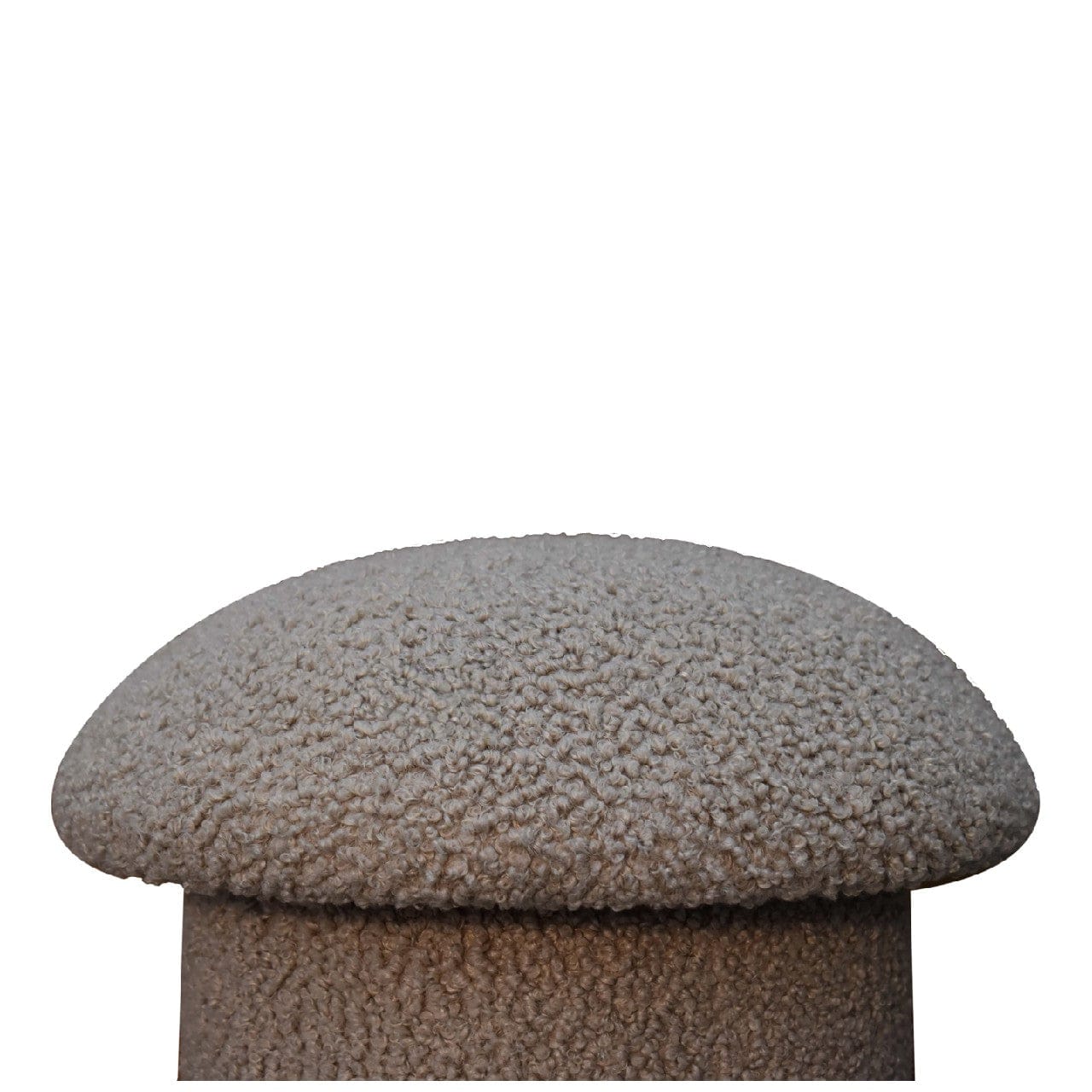 Mud Boucle Mushroom Footstool - Solid Mango Wood Accent Stool for Living Room - product view 4 showing handcrafted solid...