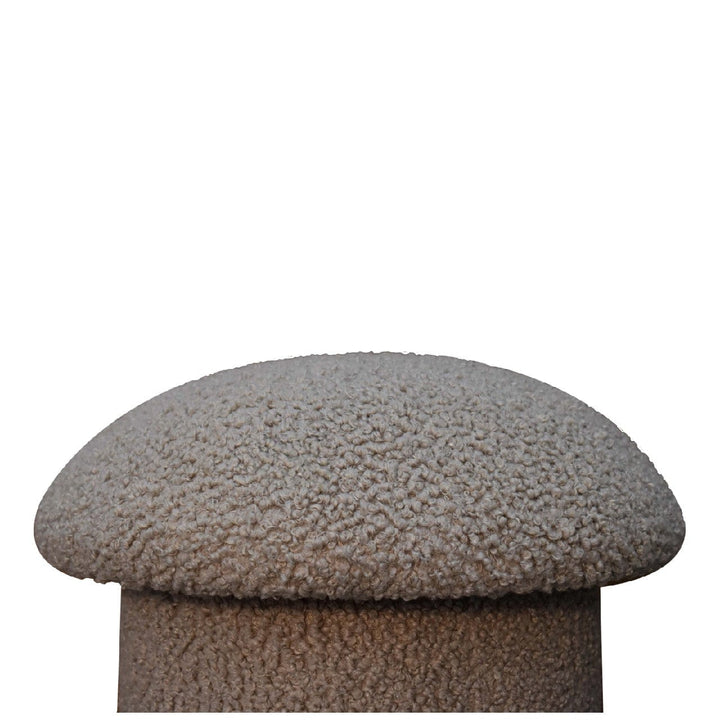 Mud Boucle Mushroom Footstool - Solid Mango Wood Accent Stool for Living Room - product view 4 showing handcrafted solid...