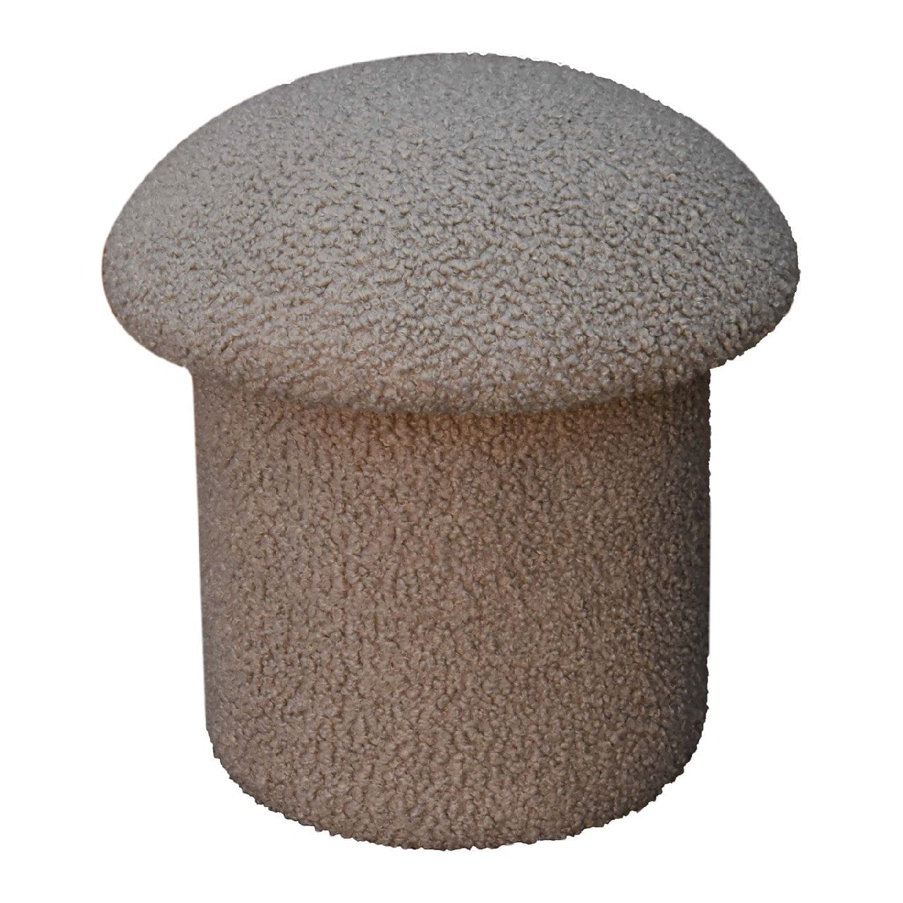 Mud Boucle Mushroom Footstool - Solid Mango Wood Accent Stool for Living Room - product view 3 showing handcrafted solid...