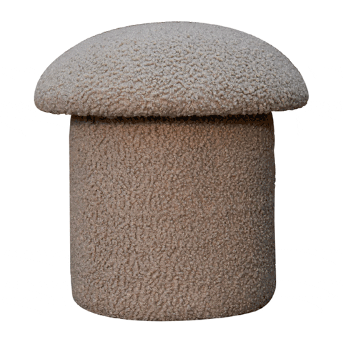 Mud Boucle Mushroom Footstool - Solid Mango Wood Accent Stool for Living Room - product view 8 showing handcrafted solid...