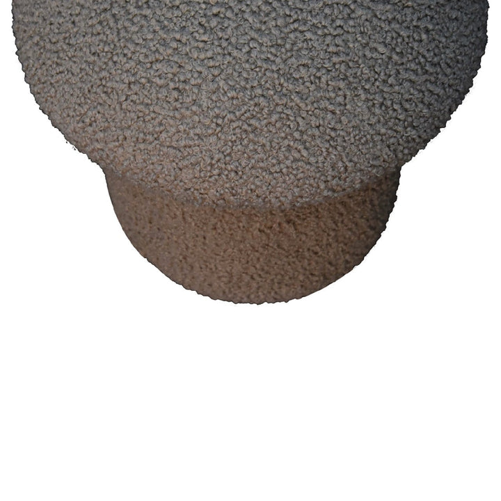 Mud Boucle Mushroom Footstool - Solid Mango Wood Accent Stool for Living Room - product view 5 showing handcrafted solid...