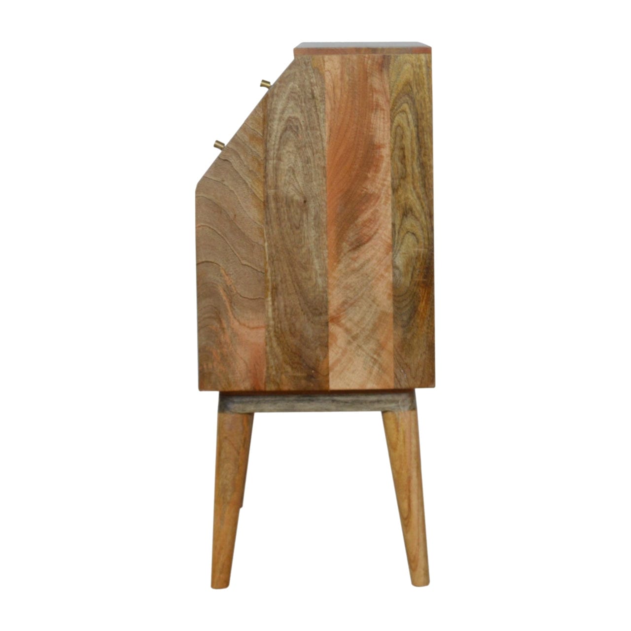 Multi Drawer Glass Nightstand - Solid Mango Wood Bedside Table for Bedroom - product view 8 showing handcrafted solid...