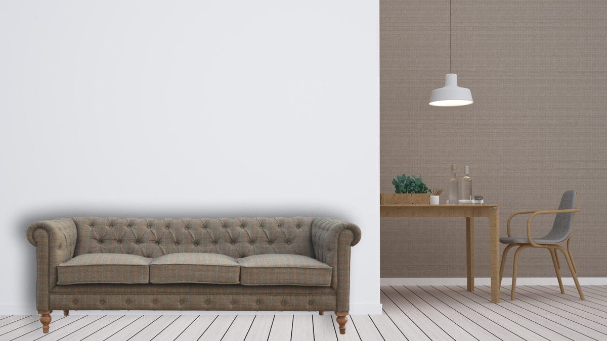 Multi Tweed 3 Seat Chesterfield for Bedroom in Solid Mango Wood - product view 3 showing handcrafted solid mango wood dresser