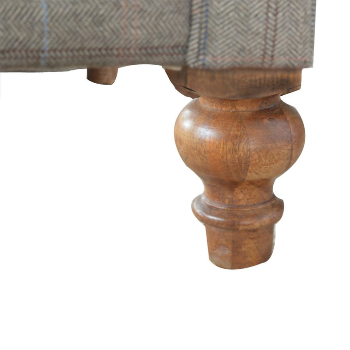 Multi Tweed 2 Seat Chesterfield Sofa - Upholstered Mango Wood Living Room Seating - product view 4 showing handcrafted...