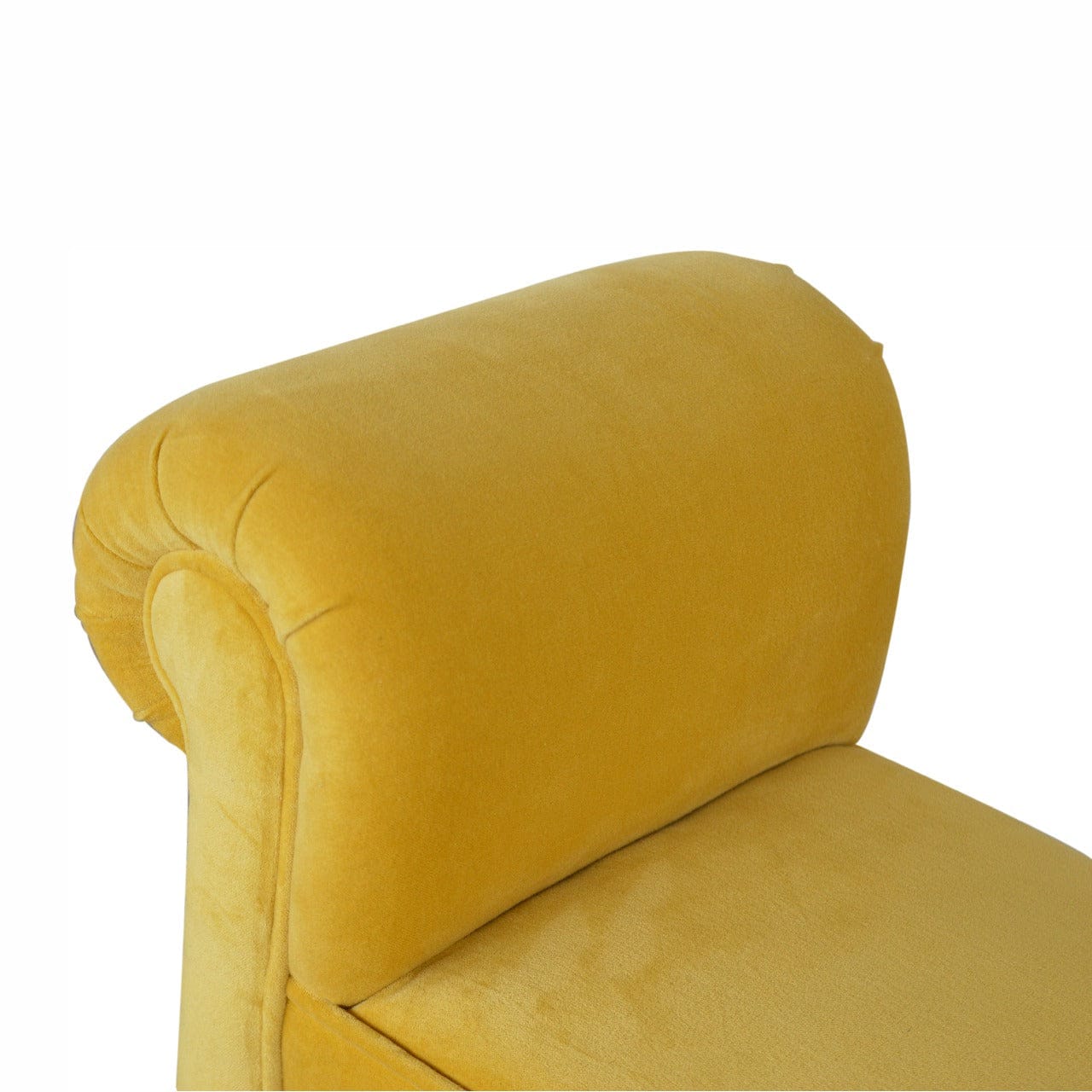 Mustard Mini Velvet Bench - Solid Mango Wood Seating Furniture for Entryway - product view 7 showing handcrafted solid...