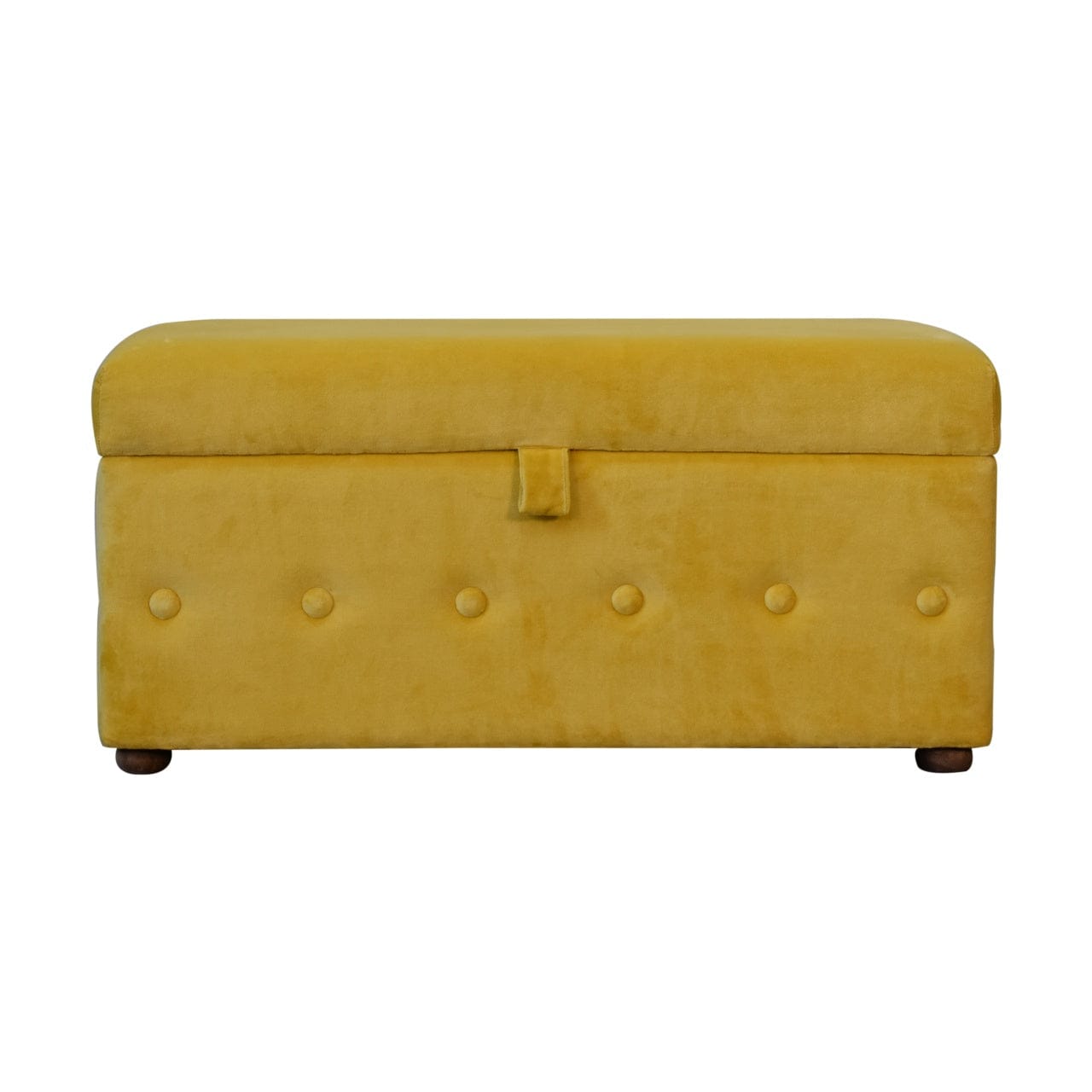 Mustard Velvet Lid Furniture with Crafted from Solid Mango Wood - main view showing handcrafted solid mango wood furniture