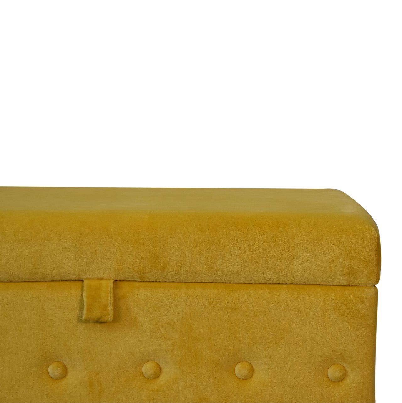 Mustard Velvet Lid Furniture with Crafted from Solid Mango Wood - product view 4 showing handcrafted solid mango wood...