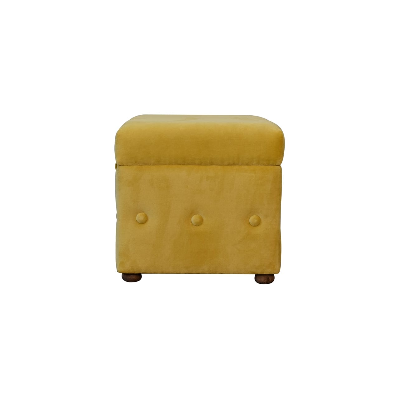 Mustard Velvet Lid Furniture with Crafted from Solid Mango Wood - product view 8 showing handcrafted solid mango wood...