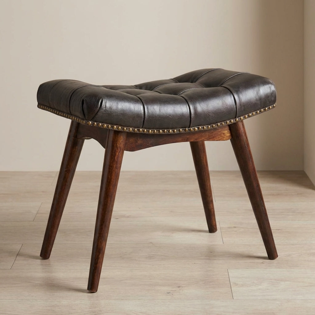 California Walnut Bench - Solid Mango Wood Seating Furniture for Entryway - main view showing handcrafted solid mango...