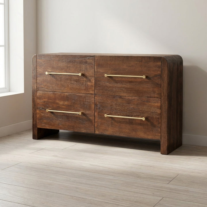 Copenhagen 4-Drawer Dresser - Solid Mango Wood Storage Chest for Bedroom - main view showing handcrafted solid mango wood...
