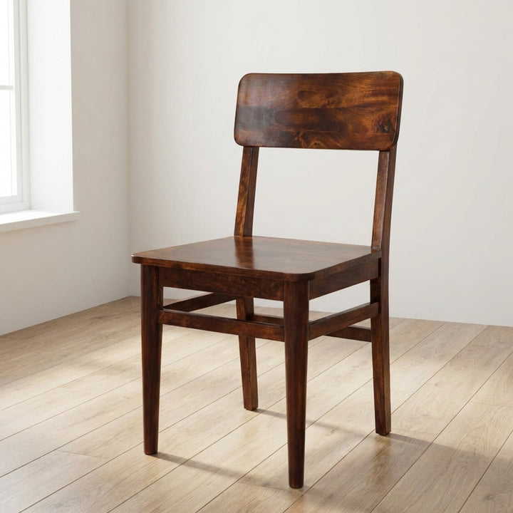 Classic Chestnut Dining Chair - Solid Mango Wood Chair for Dining Room - main view showing handcrafted solid mango wood...