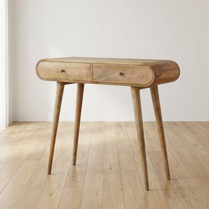 Mid-Century Modern London Console Table - Solid Mango Wood Hallway Console for Entryway - main view showing handcrafted...
