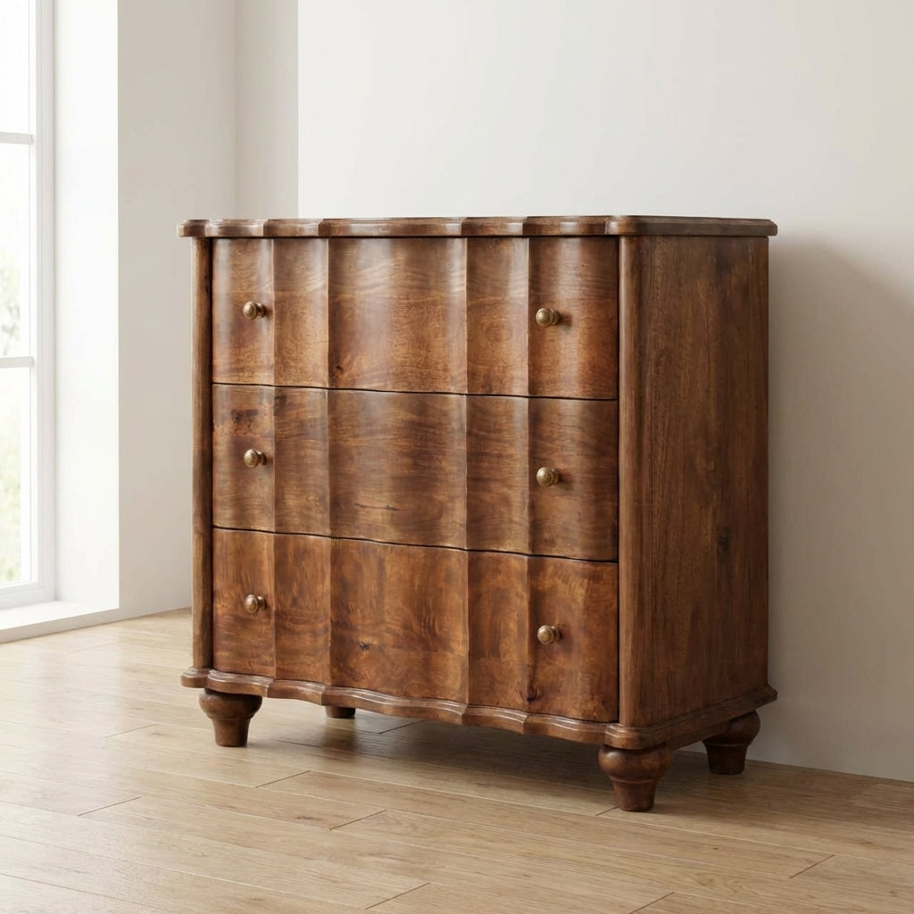 Rustic Camille Dresser - Solid Mango Wood Storage Chest for Bedroom - main view showing handcrafted solid mango wood dresser