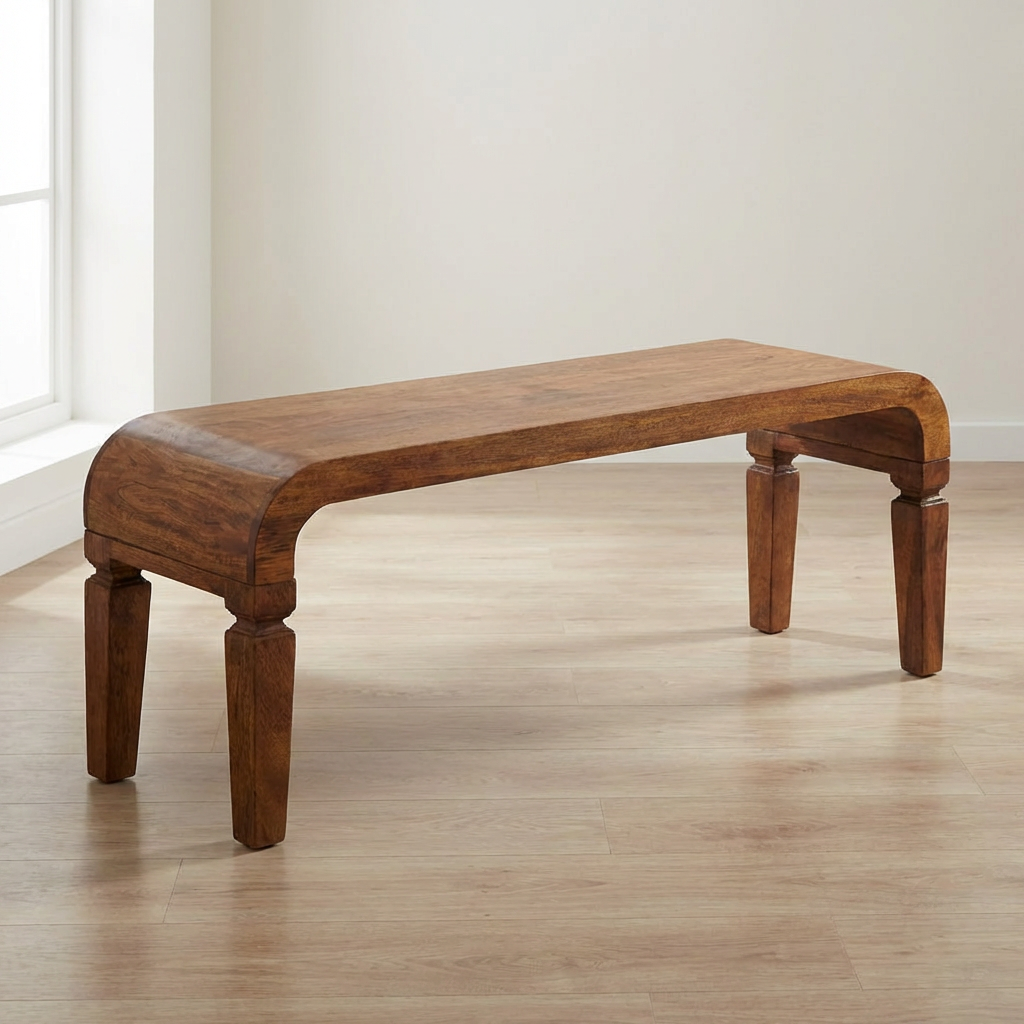 Arcus Coffee Table - Solid Mango Wood Center Table for Living Room - main view showing handcrafted solid mango wood...