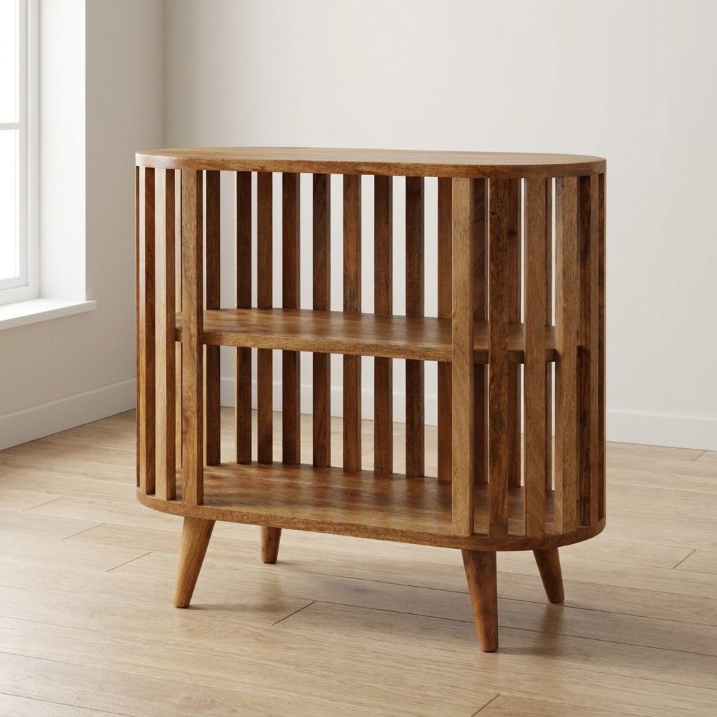 Rustic Lodge Ariella Sideboard - Solid Mango Wood Buffet Cabinet for Dining Room - main view showing handcrafted solid...