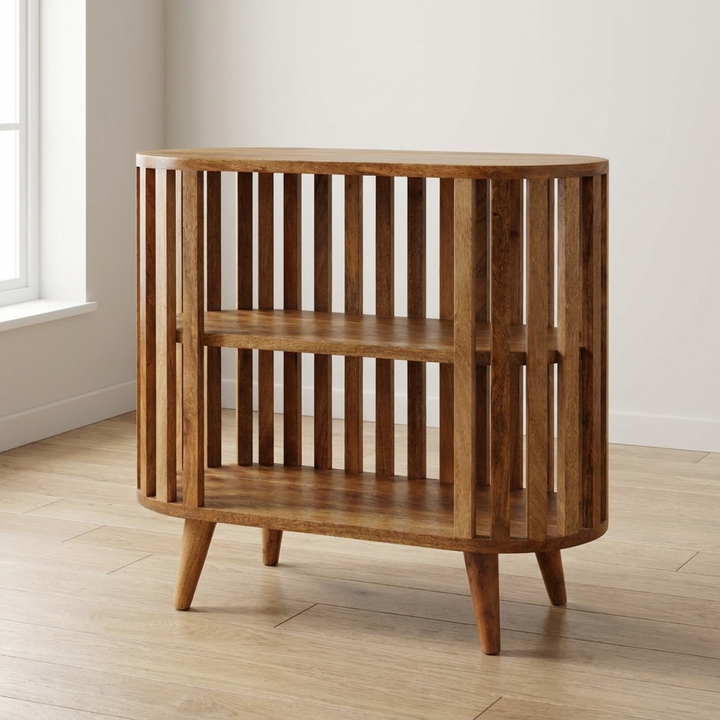 Rustic Lodge Ariella Sideboard - Solid Mango Wood Buffet Cabinet for Dining Room - main view showing handcrafted solid...