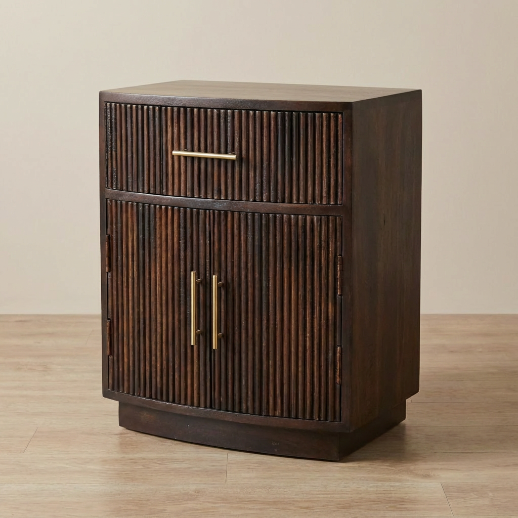 Milan Nightstand - Solid Mango Wood Bedside Table for Bedroom - main view showing handcrafted solid mango wood nightstand
