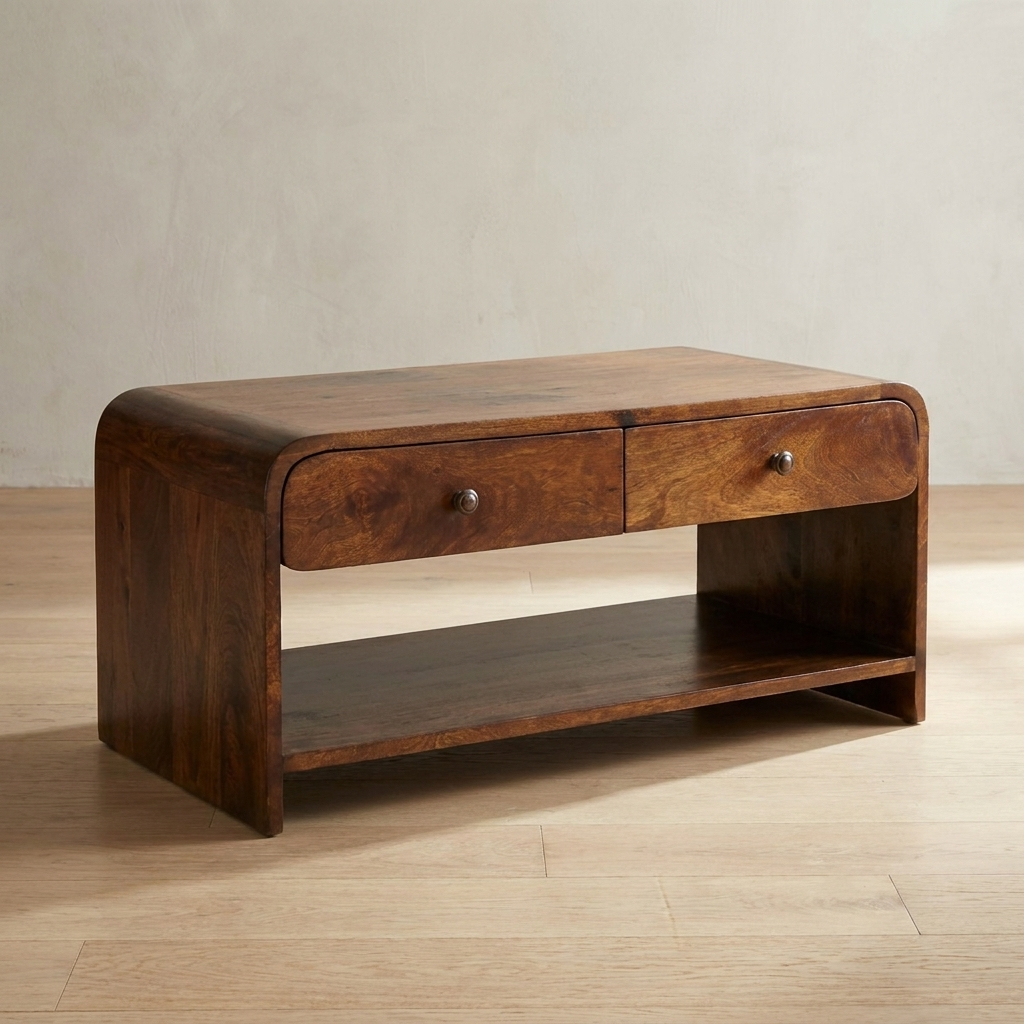 Aspen Slim Coffee Table - Solid Mango Wood Center Table for Living Room