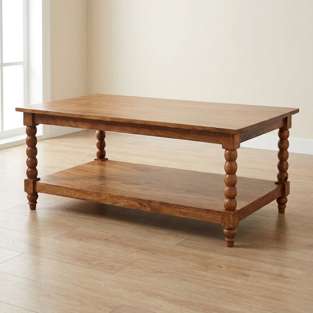 Amber Oak Spindle Coffee Table in Solid Mango Wood