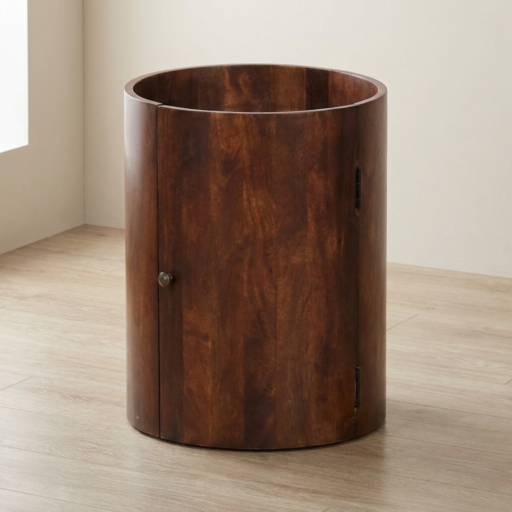 Winewood Round Side Cabinet in Solid Mango Wood