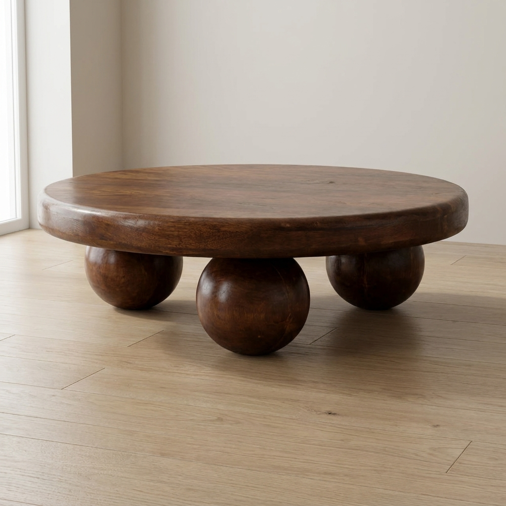 Winewood Oak Bola Coffee Table in Solid Mango Wood