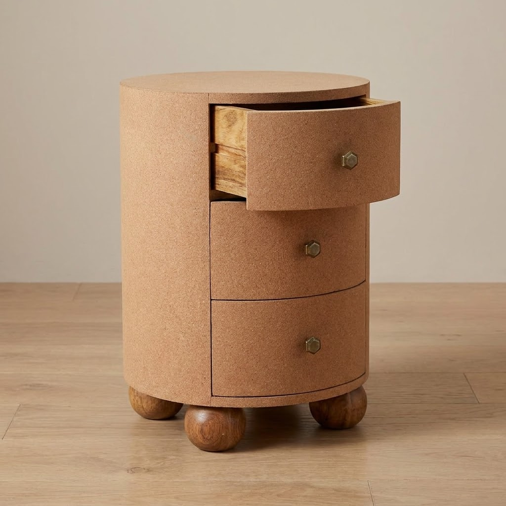 Maison Liège Cork Nightstand with Solid Mango Wood