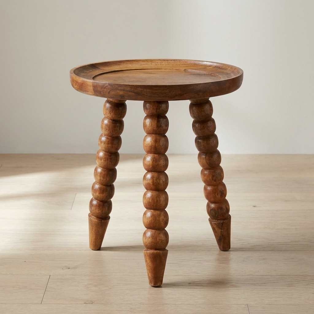 Spindle Tray Side Table in Solid Mango Wood