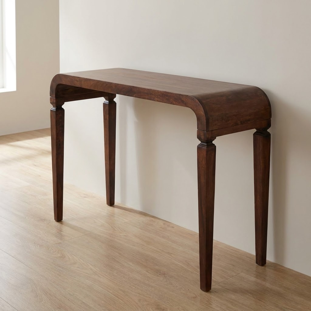 Chestnut Arcus Curved Console Table in Solid Mango Wood
