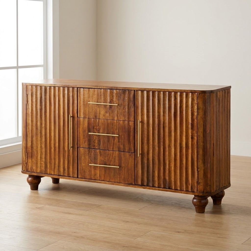 Chestnut Curve Sideboard in Solid Mango Wood