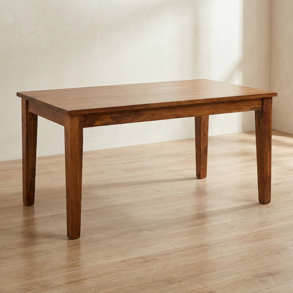 Classic Golden Teak Rectangular Dining Table in Solid Mango Wood