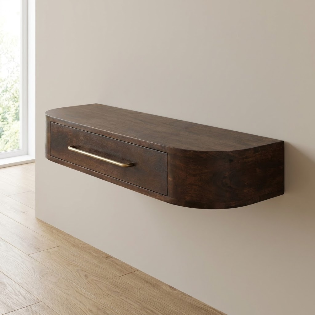 Arc Wall-Mounted Console Table in Solid Mango Wood