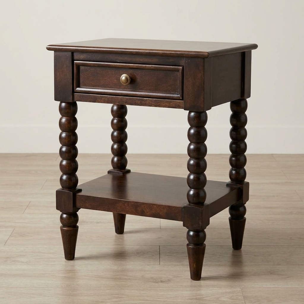 Handcrafted Vienna 1-Drawer Nightstand - Solid Mango Wood Bedside Table for Bedroom