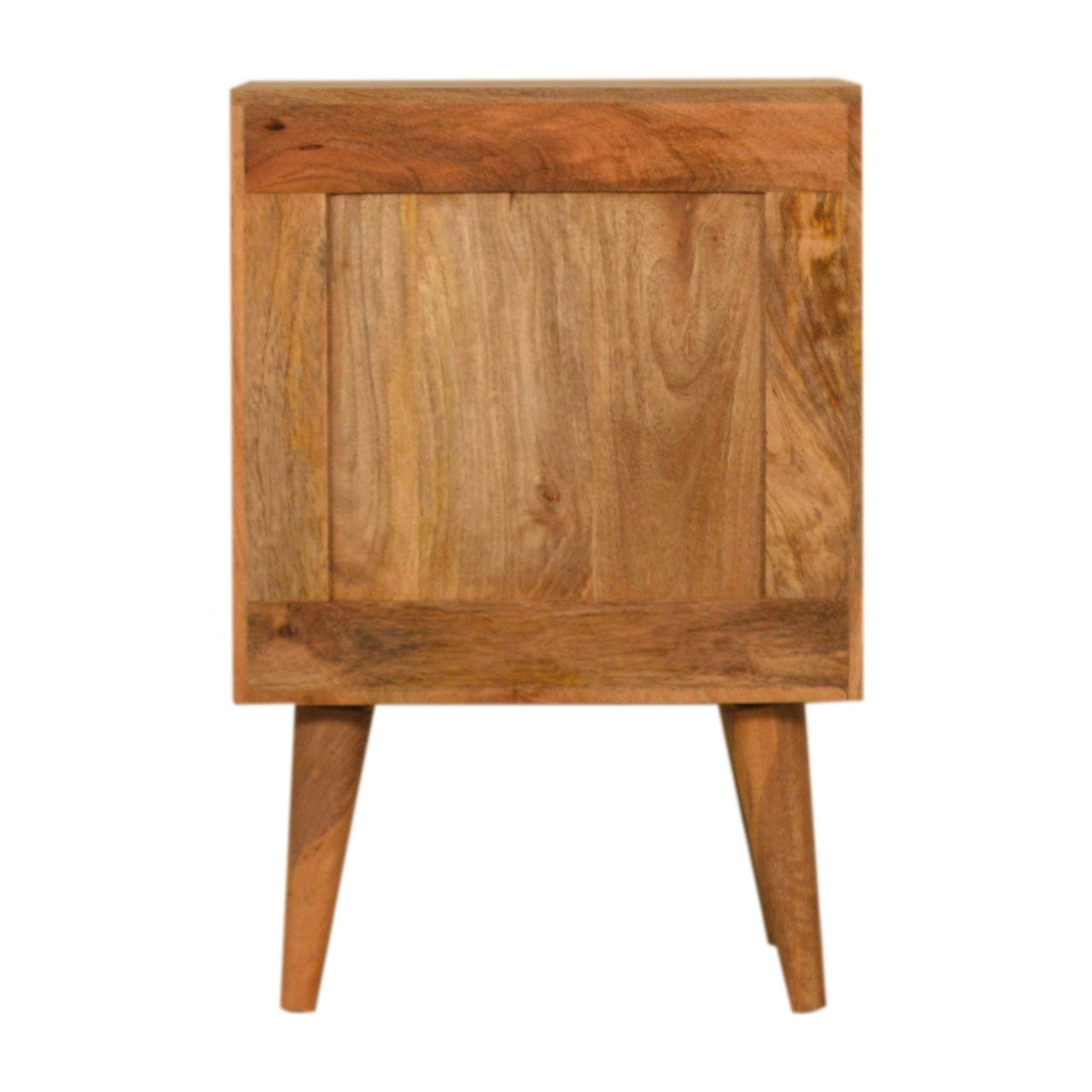Navy Blue Honeycomb Nightstand - Solid Mango Wood Bedside Table for Bedroom - product view 8 showing handcrafted solid...