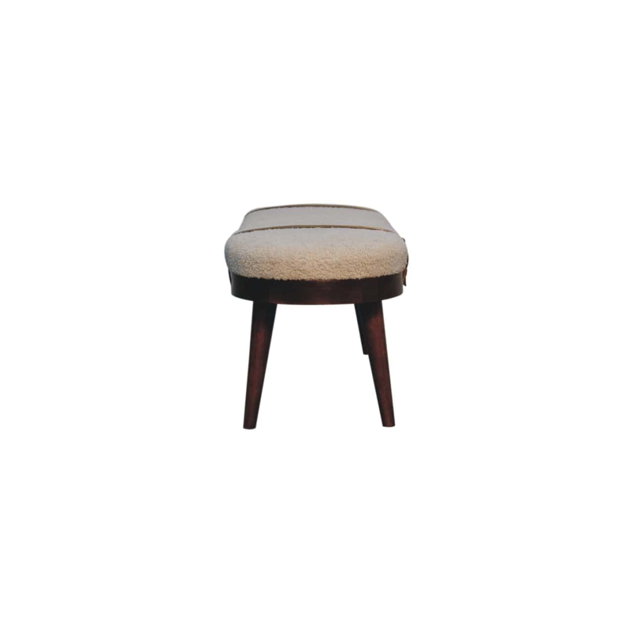 Nordholm Boucle Bench - Solid Mango Wood Seating Furniture for Entryway - product view 8 showing handcrafted solid mango...