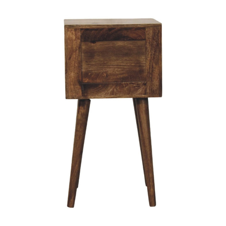 Nordic 2 Drawer Bedside Table in Classic Grey - Solid Mango Wood Nightstand - product view 9 showing handcrafted solid...