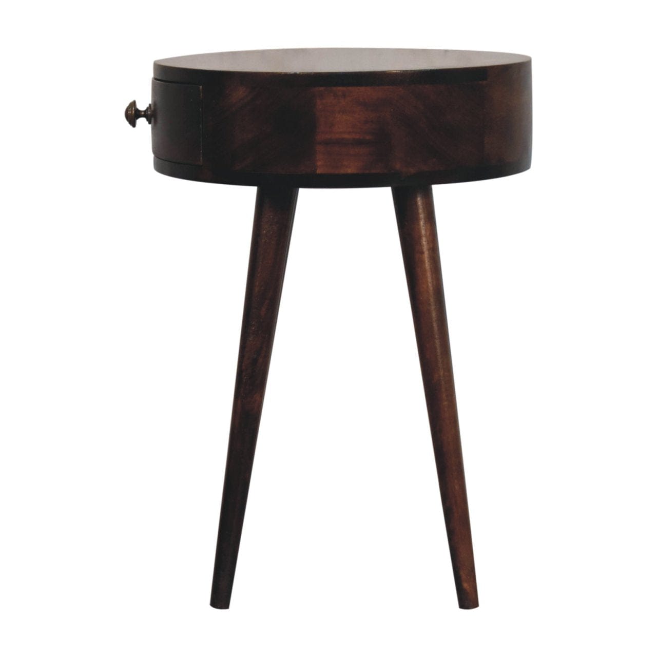 Nordic California Walnut Circular Shaped Nightstand - Solid Mango Wood Bedside Table for Bedroom - product view 9 showing...