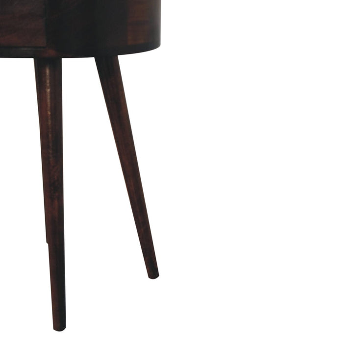 Nordic California Walnut Circular Shaped Nightstand - Solid Mango Wood Bedside Table for Bedroom - product view 7 showing...