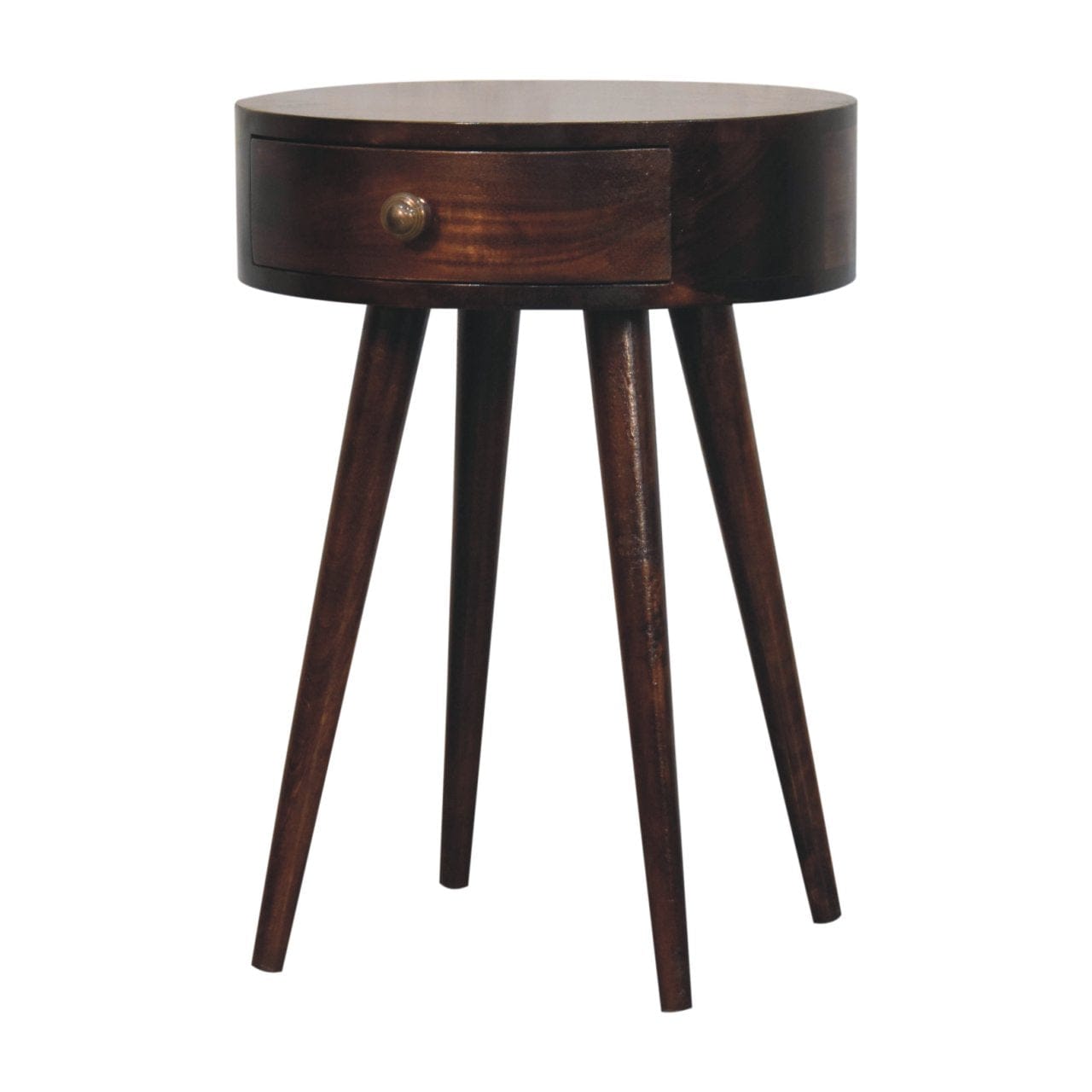 Nordic California Walnut Circular Shaped Nightstand - Solid Mango Wood Bedside Table for Bedroom - product view 3 showing...