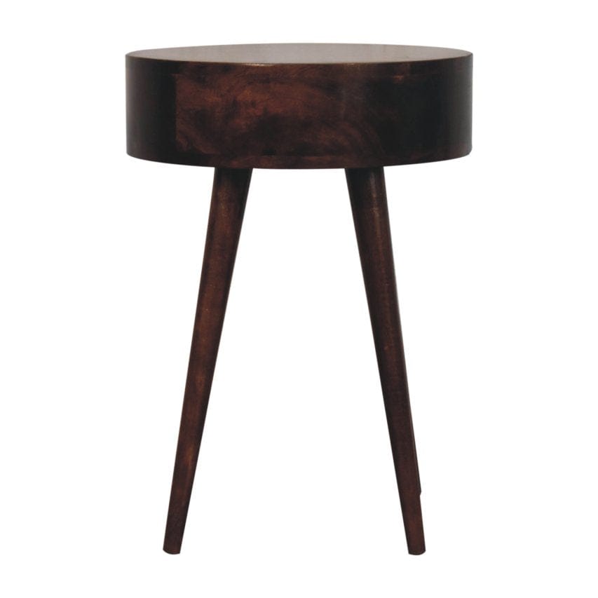 Nordic California Walnut Circular Shaped Nightstand - Solid Mango Wood Bedside Table for Bedroom - product view 8 showing...