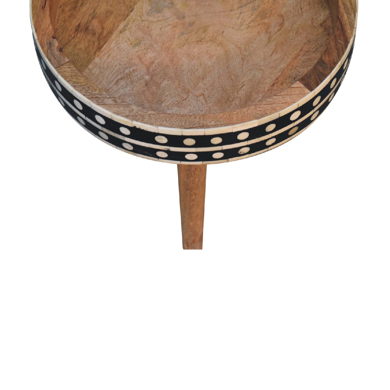 Nordic Mini Pattern End Table - Solid Mango Wood Side Table for Living Room - product view 7 showing handcrafted solid...