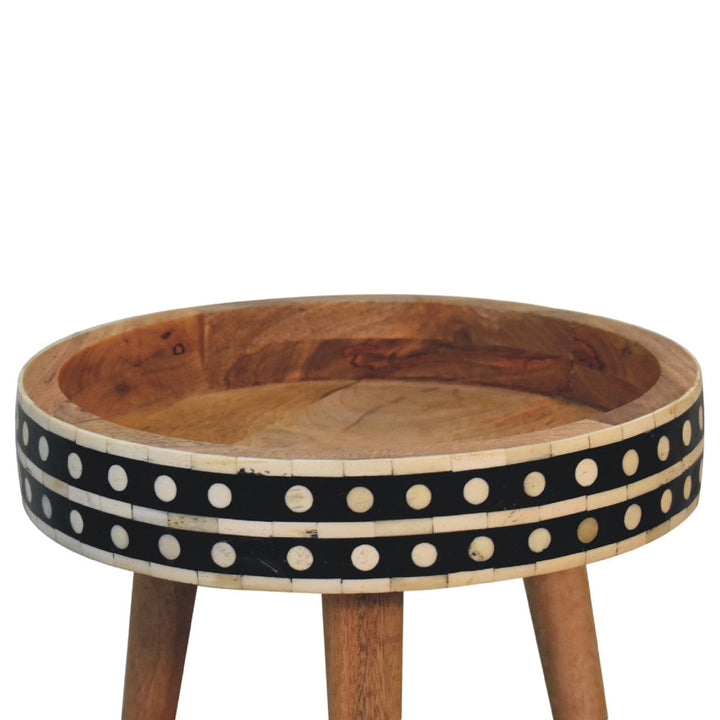 Nordic Mini Pattern End Table - Solid Mango Wood Side Table for Living Room - product view 6 showing handcrafted solid...