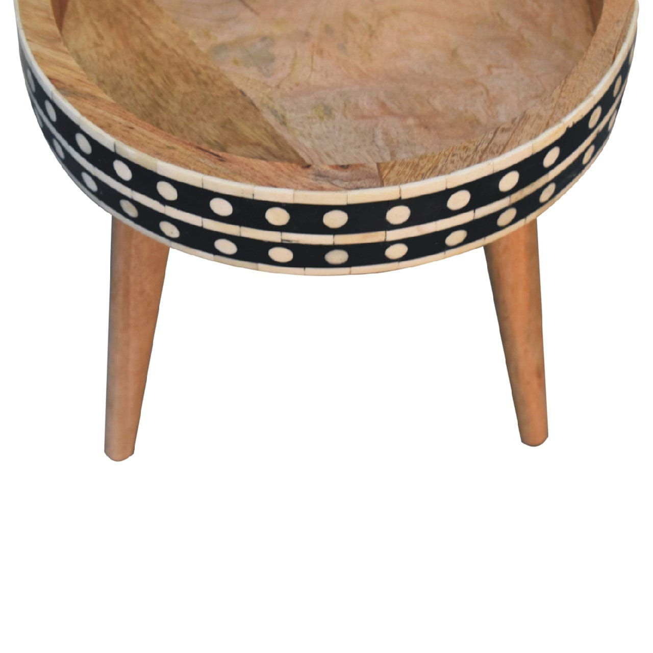 Nordic Mini Pattern End Table - Solid Mango Wood Side Table for Living Room - product view 8 showing handcrafted solid...