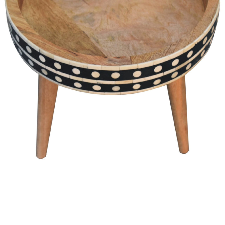 Nordic Mini Pattern End Table - Solid Mango Wood Side Table for Living Room - product view 8 showing handcrafted solid...