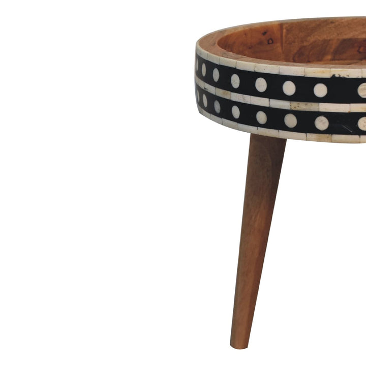 Nordic Mini Pattern End Table - Solid Mango Wood Side Table for Living Room - product view 4 showing handcrafted solid...