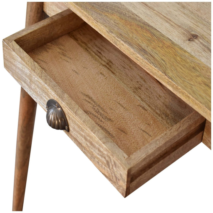 Nordic Mini Style Writing Desk - Solid Mango Wood Writing Table for Home Office - product view 5 showing handcrafted...